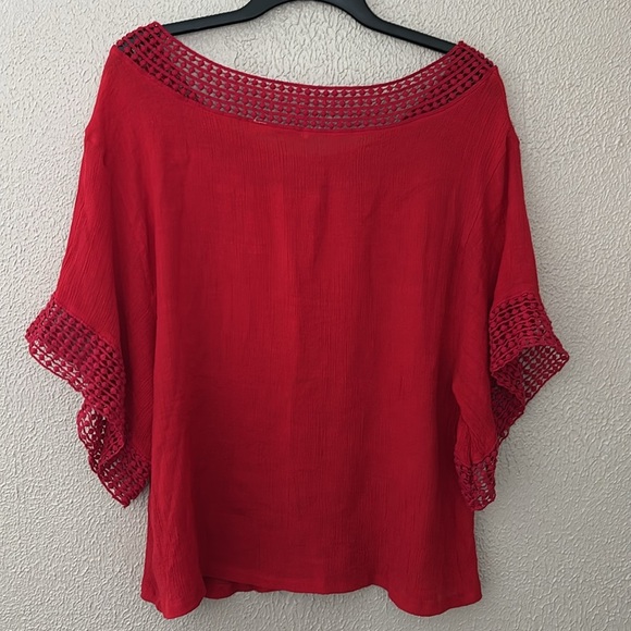 Women’s Plus Marie Gabrielle Red Top, 1X - Picture 7 of 7